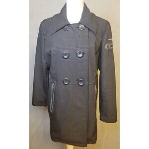 Free Country Women's Sz L Softshell Peacoat Double Breasted Jacket Coat, EUC!